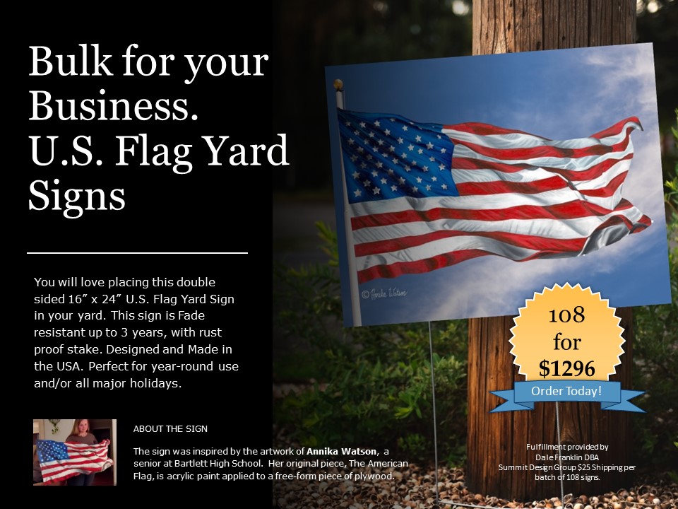 USA Flag Yard Sings May 2023 Business 108 1296